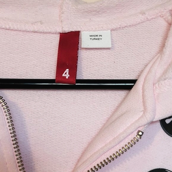 Y2K DIVIDED BY H&M Light Pink Hoodie Skulls Stars Guitars Graphic Buttons Size 4 - Picture 4 of 5